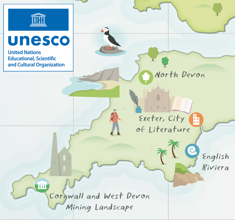 UNESCO UK Map - Cornwall and Devon area